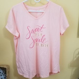 Tek Gear Graphic V-neck Tee Has DryTek/60% Cotton